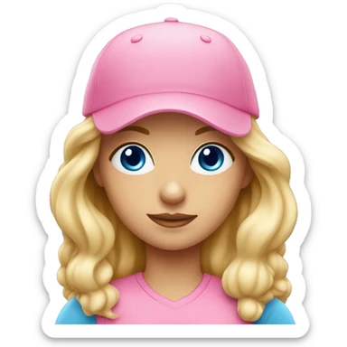 Blonde girl blue eyes wearing pink ballcap sticker