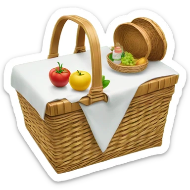 picnic basket white  on grass sticker