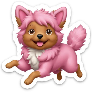 pink girly dog jumping in the air sticker