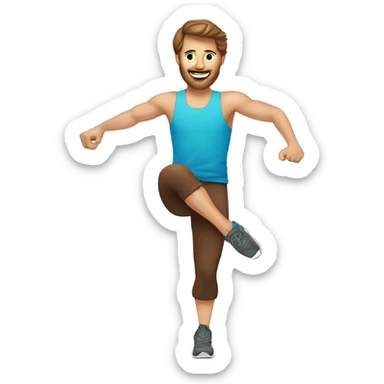 white man with brown hair doing aerobics in a coloful outfit sticker