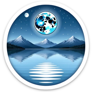 full moon over calm lake sticker