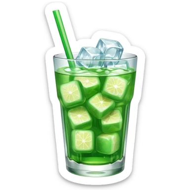 Japanese cream soda green on a glass with ice sticker