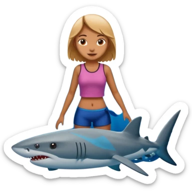 Girl in the ocean surrounded by sharks sticker