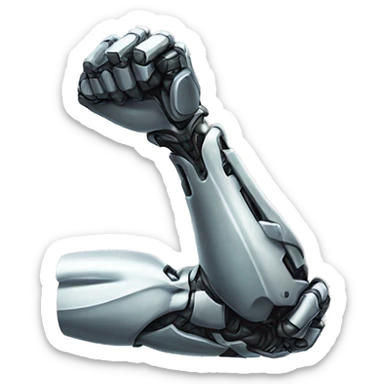 Cyborg arm with shocks flexing bicep and shoulder sticker