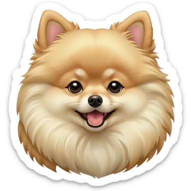 Cinematic Cute Yawning Cream Pomeranian Portrait Emoji, Head tilted slightly with a dramatic, wide-open yawn, showcasing a soft, fluffy cream Fur with gentle highlights, floppy ears slightly drooping, round dark eyes barely open in drowsy contentment, Simplified yet irresistibly adorable features, highly detailed, glowing with a soft, cozy glow, high shine, relaxed yet expressive, stylized with a touch of whimsy, bright and endearing, soft glowing outline, capturing the essence of a sleepy yet affectionate companion, so drowsy it feels like it could stretch right out of the screen and curl up for a nap! sticker