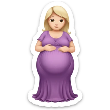 very heavily pregnant overdue woman with very large belly sticker