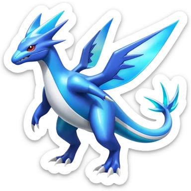 Shiny Colorful Exotic Futuristic Latios-Latias-Salamence-Salandit-Zekrom-Dialga-Amaura-Palkia-fusion-Fakémon-Pokémon-creature (Full body) sticker