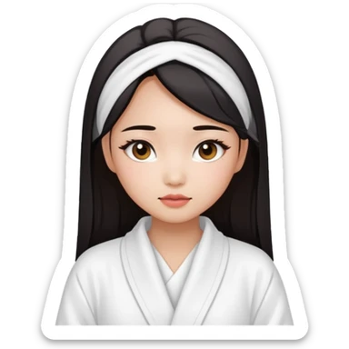 girl aesthetic emoji, asian beautiful make up white Bathrobe sticker