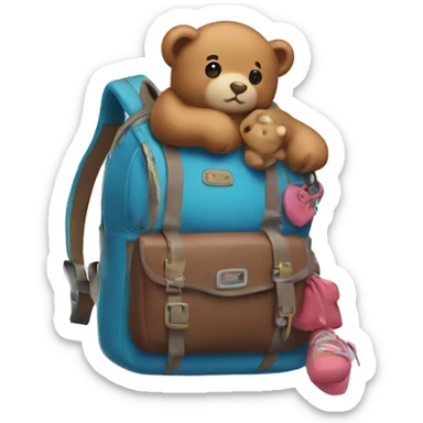 Backpack with bear doll charms sticker