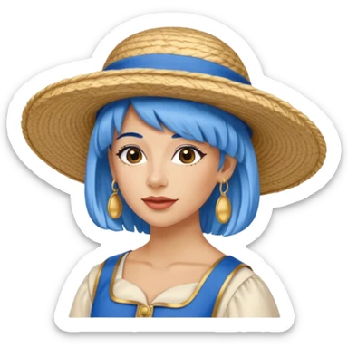 venice gondolier woman fat earring wearing blue hair sticker