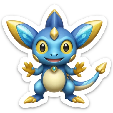 Elemental shimmering lucky charming smiling cute Croagunk-Jirachi-Dragalge-Hawlucha-Pokémon-Fakémon-hybrid-creature sticker