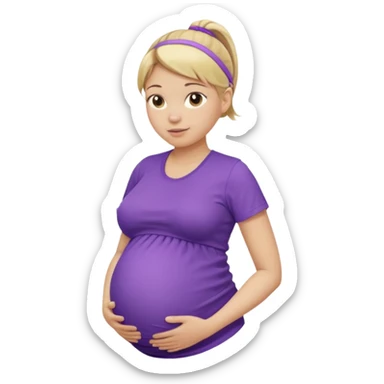pregnant woman with purple shirt. Blond hair, light skin, pony tail. Only show abdomen neck and head. sticker