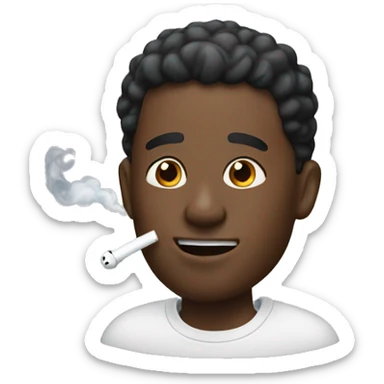Black guy with AirPods blowing smoke out mouth sticker