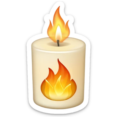 
minimal flat emoji of a white or cream scented candle with three visible flames, soft warm glow, clean vector style, elegant and modern, transparent background sticker