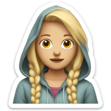 Blonde girl wearing a hoodie  sticker
