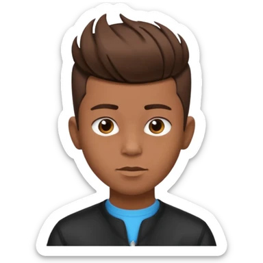 create a fringe haircut boy with a brown hair with hair little up more looking like quiff hairstyle but its going straight not on side sticker