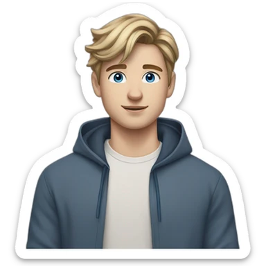 Man, 21 years old, darkblonde hair, left ear piercing, wearing AirPods in ears, blue eyes. sticker