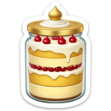 A layered little jar of cake that is gold I only want to be gold like I want the black background to be black. sticker