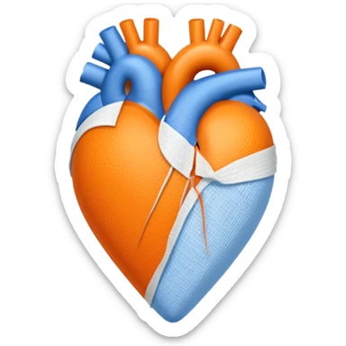 Half blue half orange heart split vertically add a white gauze bandage wrapped around the heart  sticker