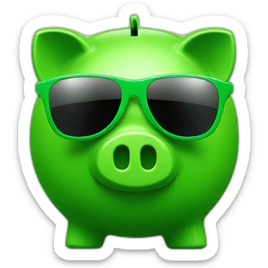 green piggybank with green sunglasses sticker