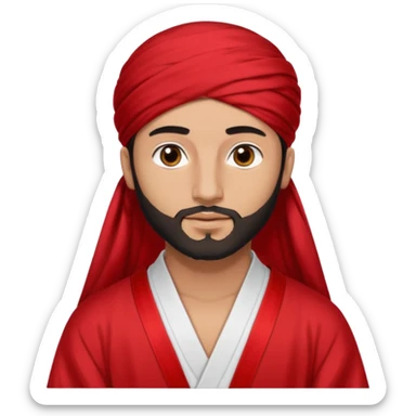 
-Apariencia: Joven de unos 25-30 años, atractivo,.
-Rostro: Ojos oscuros, piel ligeramente morena, rasgos árabes finos.
-Cabello: Negro, algo rizado o suelto, con barba fina.
-cuerpo entero Cuando se revela su identidad, puede llevar una túnica más oriental, con faja y turbante sencillo. sticker