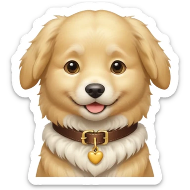 white fluffy golden retriever with collar sticker