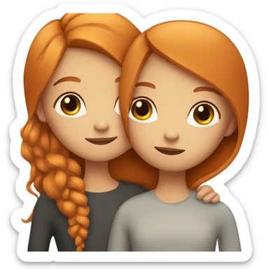 a ginger girl with long eyelashes and a brunette with long eyelashes hugging each other  sticker