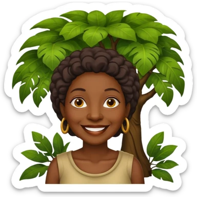 an old black woman with jungle tree sticker
