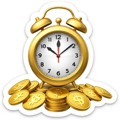 A clock ⏰ combined with coins 💰, symbolizing saving over time for retirement. sticker