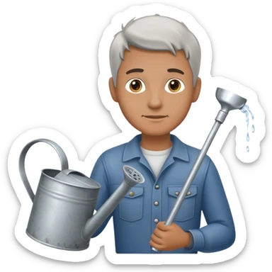 man holding watering pot sticker