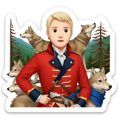 Loyalist Patrick Ferguson at the Revolutionary war Battle of Kings Mountain, with Wolves around him. sticker