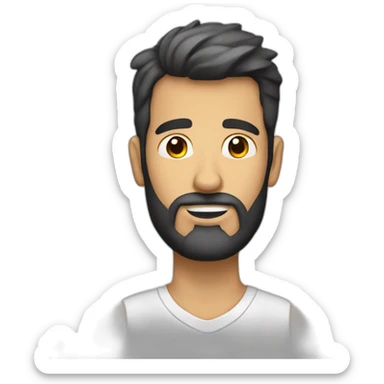 Hombre bajo morocho con barba corta y nariz respingada sticker