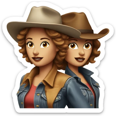 thelma & louise wearing cowboy hat and trucker cap sticker