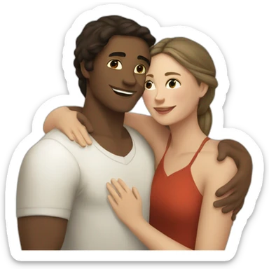 young metis Man and white woman hug love at the beach sticker