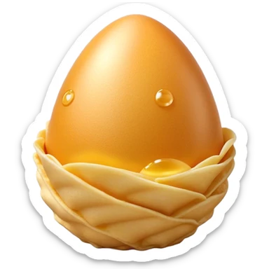 3D rendered authentic Hong Kong egg puffs (港式鸡蛋仔) folded into cone shape, golden bubbly texture, hyper-realistic egg-shaped bubbles, glossy finish, detailed texture sticker