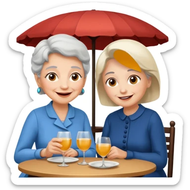 conversación dentro de un restaurant  dos personas y una de las persoans sea una abuela sticker
