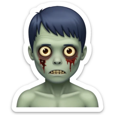 Menino de cabelo liso com franja zumbi sem camisa  sticker