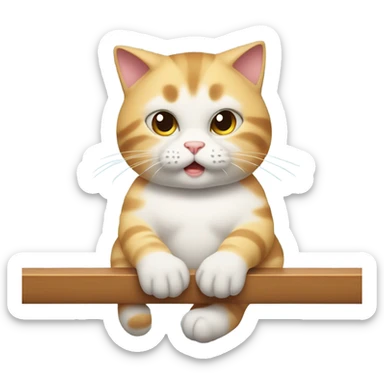 fat cat lifting weights at the gym sticker