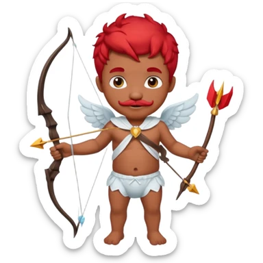 Black cupid with red hair and mustache sticker
