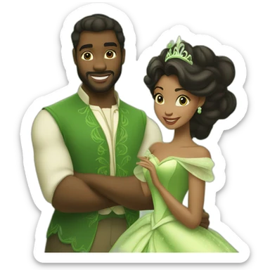 disney-princess-tiana-with-a-black-prince sticker