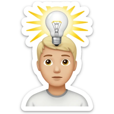uma pessoa pensando e surge uma boa ideia na lampada sticker