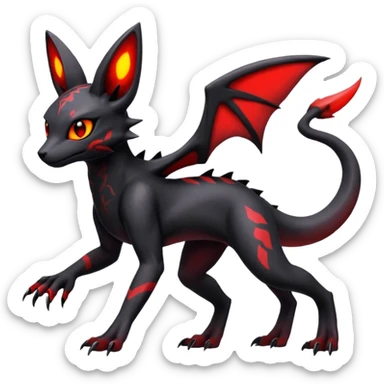 Gothic Edgy Badass Cool Genesect-Umbreon-Salandit-Fakémon-hybrid-creature (full body)  sticker