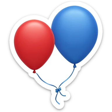 One red balloon and one blue balloon,tied together  sticker