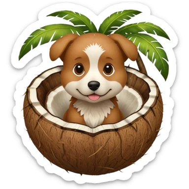 dog in a coconut sticker