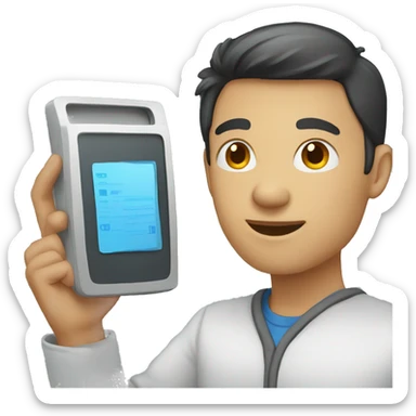 person scanning sticker