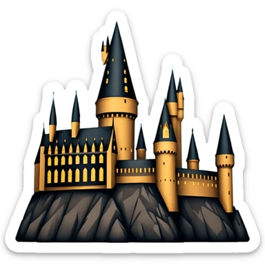 Harry Potter series, Hogwarts castle silhouette with stars, outlined only sticker