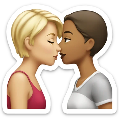 blond girl kissing a brunette with short hair sticker
