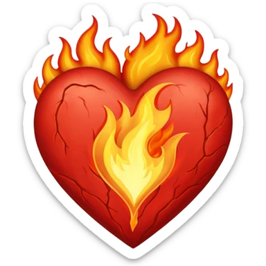 Heart on fire but not burning, flames shaped like veins sticker