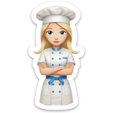 Full body 
Sexy Long Blonde hair blue eyed female chef arms folded sticker