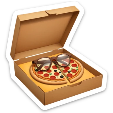 pizza take-out box with glassess  sticker